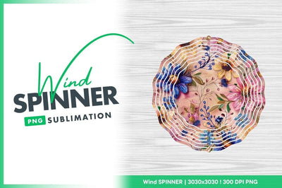 Floral pattern featuring wind spinner round png Sublimation Regulrcrative 