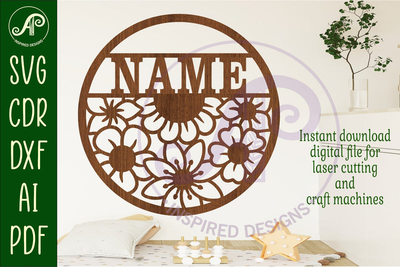 floral pattern named wall sign or card topper svg - So Fontsy