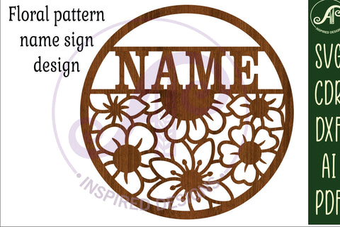 floral pattern named wall sign or card topper svg SVG APInspireddesigns 