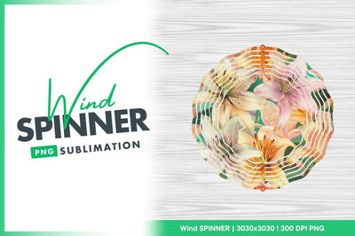 Floral Pattern of Lilies in Peach Pink and Yellow with Green Leaves Sublimation Regulrcrative 