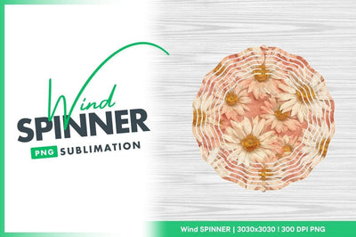 Floral Pattern of White and Peach Daisies with Yellow Centers on Pink Background Sublimation Regulrcrative 
