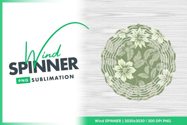 Floral Pattern with Cream and Gray Flowers and Leaves on Green Background Sublimation Regulrcrative 