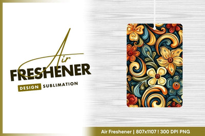 Floral Pattern with Stylized Flowers and Swirls in Yellow Orange and Teal Sublimation Regulrcrative 