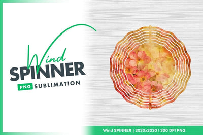 Floral pattern with watercolor texture background wind spinner Sublimation Regulrcrative 