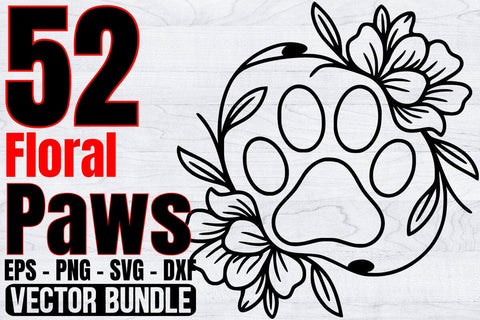 Floral Paws Svg Bundle, Heart With Paws Svg, Pets Lover Svg SVG Creativeart88 