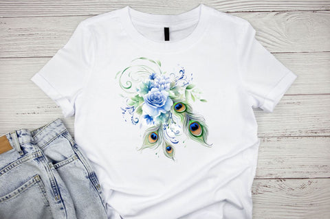 Floral peacock Feather Watercolor Sublimation Bundle Sublimation Designangry 