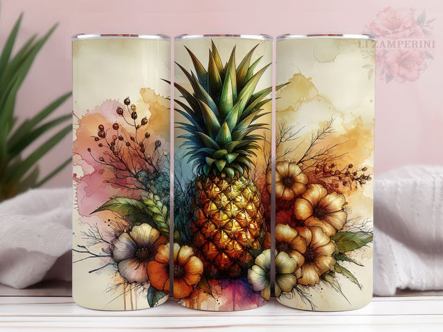 Floral Pineapple 20oz Tumbler Wrap PNG, Straight & Tapered Tumbler Wrap, Pineapple Tumbler Png, Instant Digital Download Sublimation Li Zamperini 