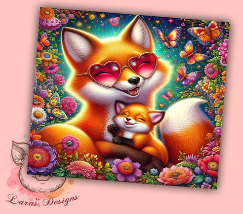 Floral Pink Fox Tumbler Wrap, Pink Fox Tumbler, Floral Design, 20oz Wrap, Sublimation Design, Cute Drinkware, Animal Lover Gift, Nursery Decor Sublimation Lara' s Designs 