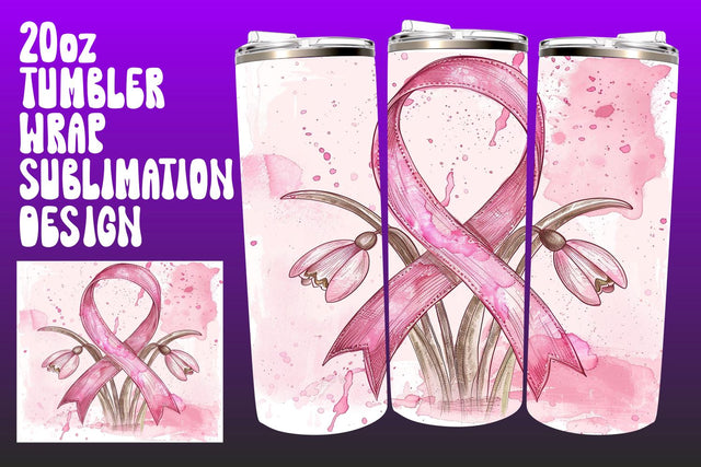 Floral Pink Ribbon Sublimation Tumbler Sublimation afrosvg 