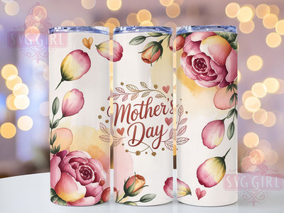 Floral Pink Rose 20oz Tumbler, Floral Mom, Delicate Pink Rose, Happy Mother's Day, Sublimation Design, Tumbler Wrap, Gift For Mom Sublimation SvggirlplusArt 