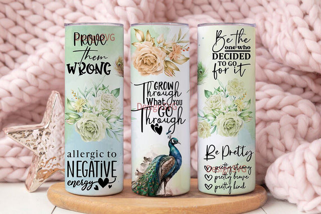 Floral Positive Affirmations 20 oz Skinny Tumbler Sublimation Design Digital Download PNG Instant,Inspirational Butterfly Sublimation DesignSVG 