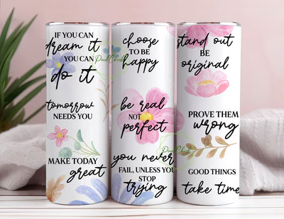 Floral Positive Affirmations 20oz Skinny Tumbler Wrap, Sublimation Design, Digital Download PNG, Boho Mama Tumbler Wrap PNG Sublimation PixelChick 