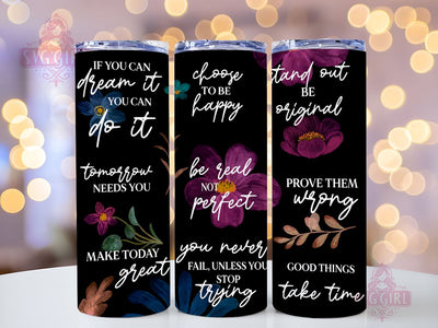 Floral Positive Affirmations 20oz Tumbler Wrap Sublimation Design, Straight Tapered Tumbler Wrap, Boho Mama Tumbler Png, Instant Digital Download Sublimation SvggirlplusArt 