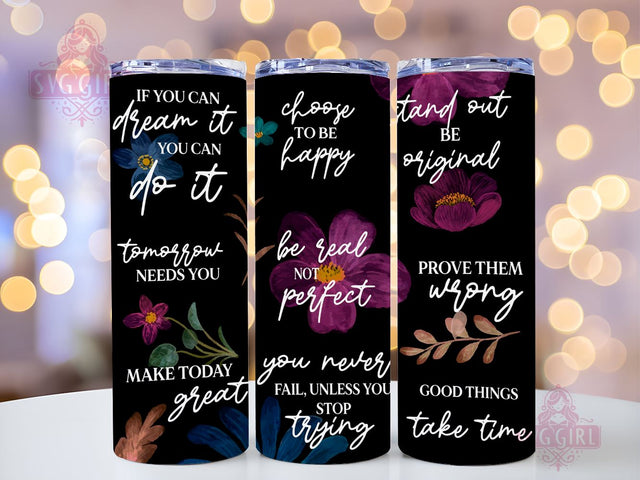 Floral Positive Affirmations 20oz Tumbler Wrap Sublimation Design, Straight Tapered Tumbler Wrap, Boho Mama Tumbler Png, Instant Digital Download Sublimation SvggirlplusArt 