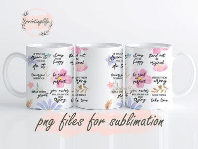 Floral Positive Affirmations Mug Wrap Design, Instant Digital Design Download Mug Wrap Design, Mug Design PNG Sublimation PrintingLife 