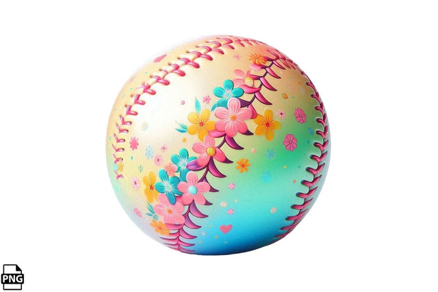 Floral Print Softball PNG Printable File Sublimation Creativedesigntee 