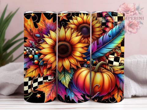 Floral Pumpkin 20oz Tumbler Wrap PNG, Fall Vibes Tumbler PNG Sublimation Design, Straight & Tapered Tumbler Wrap, Instant Digital Download Sublimation Li Zamperini 