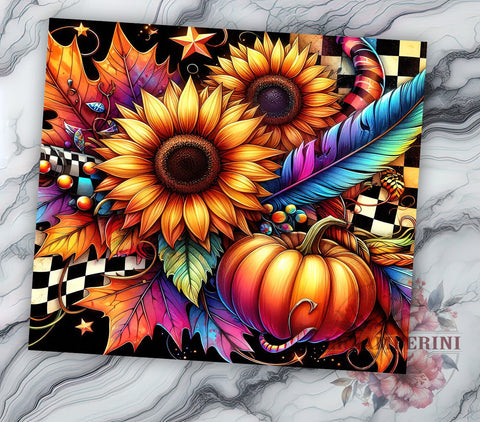 Floral Pumpkin 20oz Tumbler Wrap PNG, Fall Vibes Tumbler PNG Sublimation Design, Straight & Tapered Tumbler Wrap, Instant Digital Download Sublimation Li Zamperini 