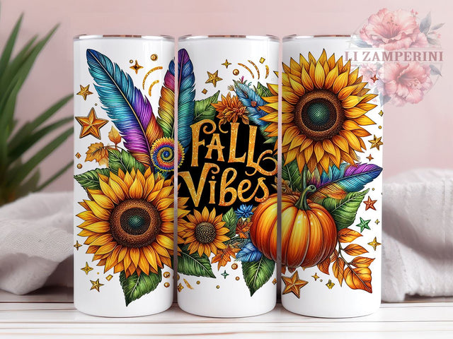 Floral Pumpkin 20oz Tumbler Wrap PNG, Fall Vibes Tumbler PNG Sublimation Design, Straight & Tapered Tumbler Wrap, Instant Digital Download Sublimation Li Zamperini 