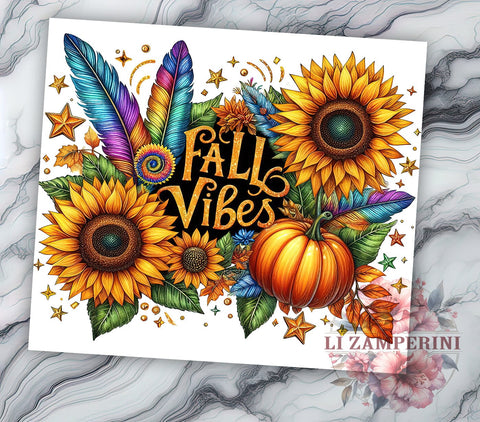 Floral Pumpkin 20oz Tumbler Wrap PNG, Fall Vibes Tumbler PNG Sublimation Design, Straight & Tapered Tumbler Wrap, Instant Digital Download Sublimation Li Zamperini 