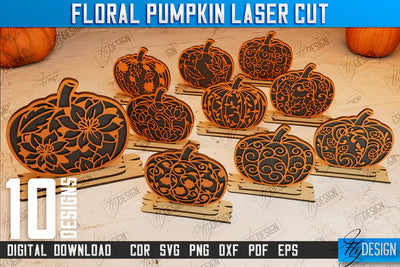 Floral Pumpkin Bundle | Pumpkin Ornaments | Halloween Pumpkin | Halloween Décor | CNC Files SVG Fly Design 
