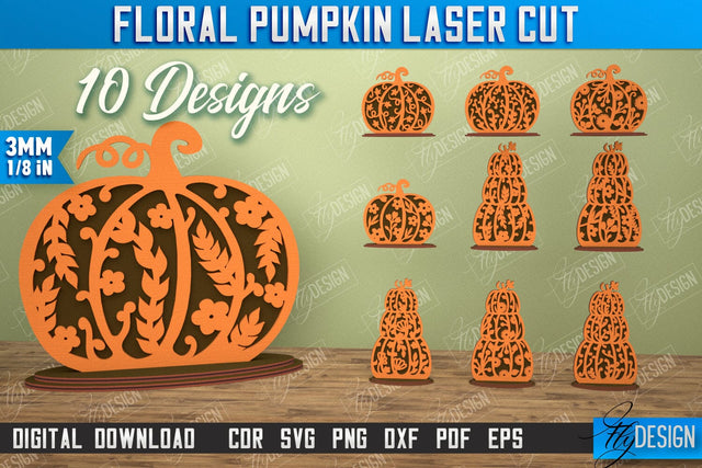 Floral Pumpkin Bundle | Pumpkin Ornaments | Halloween Pumpkin | Halloween Décor | CNC Files SVG Fly Design 