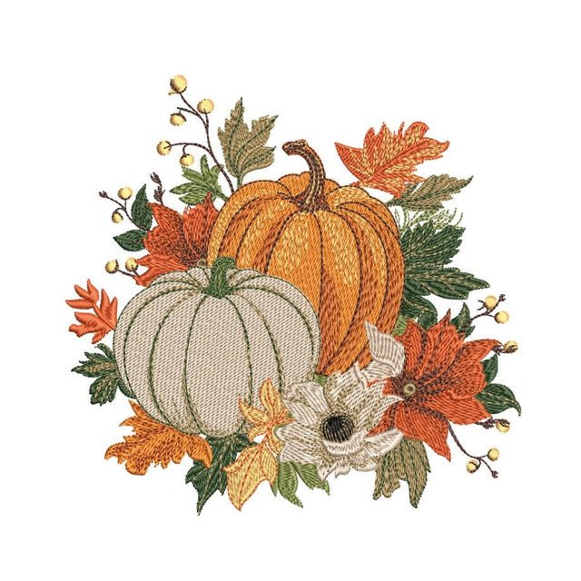 Floral Pumpkin Embroidery Design, Autumn Embroidery File, Thanksgiving Embroidery Design, 3 sizes, Instant Download Embroidery/Applique DESIGNS Nino Nadaraia 