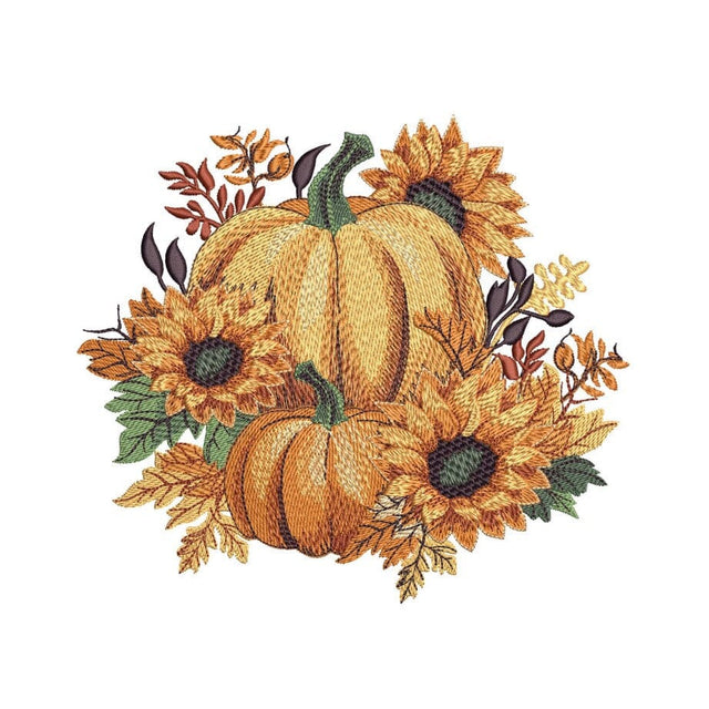 Floral Pumpkin Embroidery Design, Autumn Embroidery File, Thanksgiving Embroidery Design, 3 sizes, Instant Download Embroidery/Applique DESIGNS Nino Nadaraia 