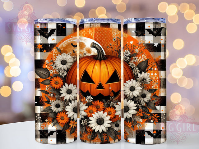 Floral Pumpkin Fall Autumn Tumbler, Fall Flower Cup, Autumn Pumpkin Wrap, 20Oz Sublimation Design, Rustic Fall Drinkware, Cozy Autumn Tumbler, Harvest Season Mug Sublimation SvggirlplusArt 