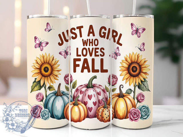 Floral Pumpkin Girl Loves Fall Tumbler, Floral Pumpkin Wrap, Autumn Aesthetic Cup, 20oz Fall Tumbler, Cozy Pumpkin Mug, Fall Floral Sublimation, Cute Autumn Design Sublimation ToriDesigns 