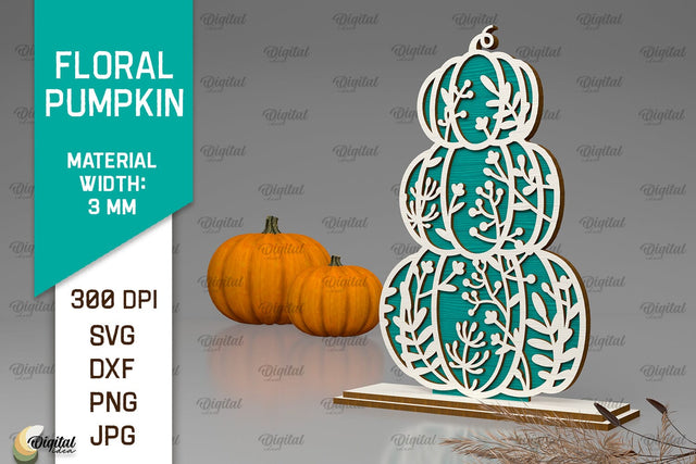 Floral Pumpkin Laser Cut. Autumn Pumpkin SVG Design SVG Evgenyia Guschina 