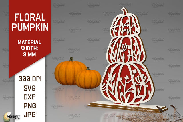 Floral Pumpkin Laser Cut. Autumn Pumpkin SVG Design SVG Evgenyia Guschina 