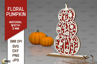 Floral Pumpkin Laser Cut. Autumn Pumpkin SVG Design SVG Evgenyia Guschina 