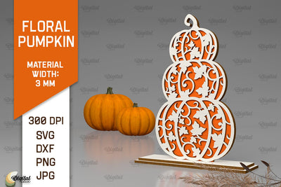 Floral Pumpkin Laser Cut. Autumn Pumpkin SVG Design SVG Evgenyia Guschina 