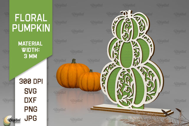Floral Pumpkin Laser Cut. Autumn Pumpkin SVG Design SVG Evgenyia Guschina 