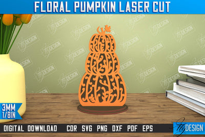 Floral Pumpkin | Pumpkin Ornaments | Halloween Pumpkin | Halloween Décor | CNC File SVG Fly Design 