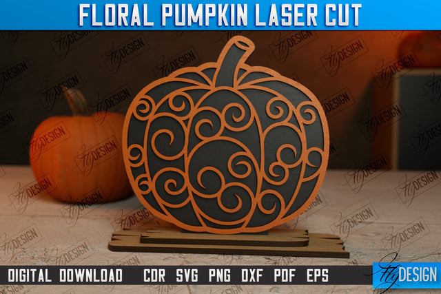 Floral Pumpkin | Pumpkin Ornaments | Halloween Pumpkin | Halloween Décor | CNC File SVG Fly Design 