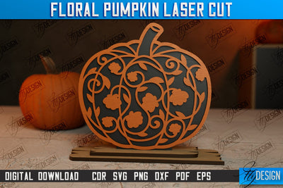 Floral Pumpkin | Pumpkin Ornaments | Halloween Pumpkin | Halloween Décor | CNC File SVG Fly Design 