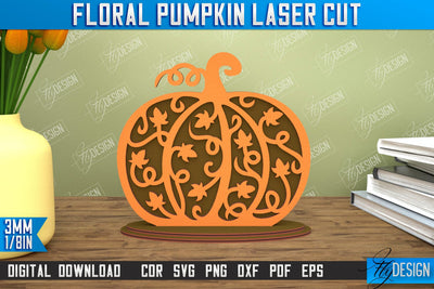 Floral Pumpkin | Pumpkin Ornaments | Halloween Pumpkin | Halloween Décor | CNC File SVG Fly Design 