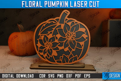 Floral Pumpkin | Pumpkin Ornaments | Halloween Pumpkin | Halloween Décor | CNC File SVG Fly Design 