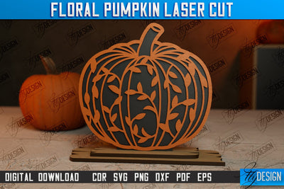 Floral Pumpkin | Pumpkin Ornaments | Halloween Pumpkin | Halloween Décor | CNC File SVG Fly Design 