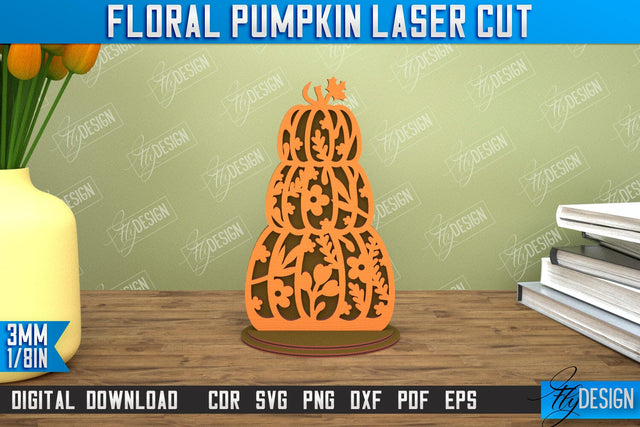 Floral Pumpkin | Pumpkin Ornaments | Halloween Pumpkin | Halloween Décor | CNC File SVG Fly Design 