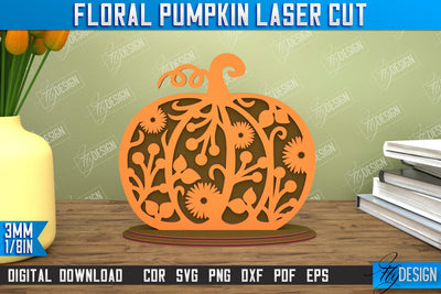 Floral Pumpkin | Pumpkin Ornaments | Halloween Pumpkin | Halloween Décor | CNC File SVG Fly Design 