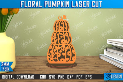 Floral Pumpkin | Pumpkin Ornaments | Halloween Pumpkin | Halloween Décor | CNC File SVG Fly Design 