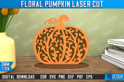 Floral Pumpkin | Pumpkin Ornaments | Halloween Pumpkin | Halloween Décor | CNC File SVG Fly Design 