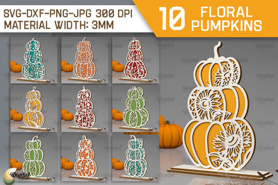 Floral Pumpkins Laser Cut Bundle. Autumn Pumpkins SVG SVG Evgenyia Guschina 