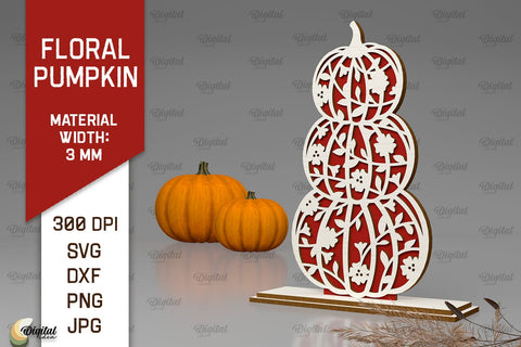 Floral Pumpkins Laser Cut Bundle. Autumn Pumpkins SVG SVG Evgenyia Guschina 