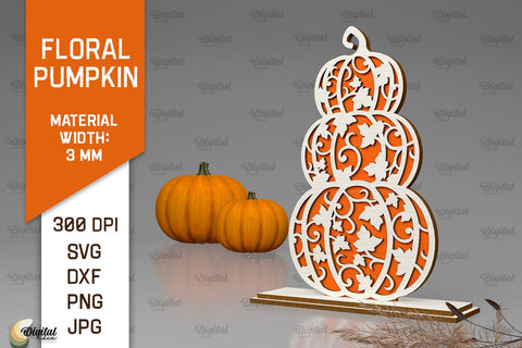 Floral Pumpkins Laser Cut Bundle. Autumn Pumpkins SVG SVG Evgenyia Guschina 