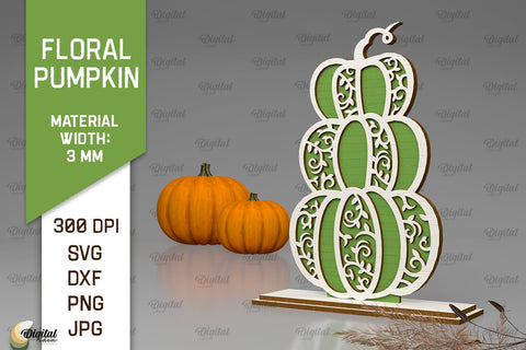 Floral Pumpkins Laser Cut Bundle. Autumn Pumpkins SVG SVG Evgenyia Guschina 
