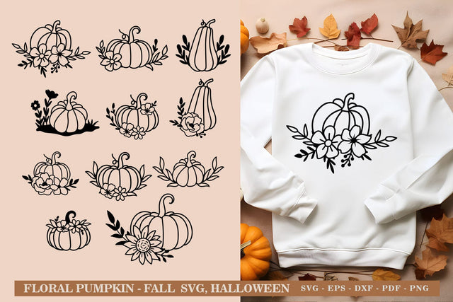 Floral Pumpkins SVG Bundle - Fall, Halloween svg - Pumpkin elements SVG Dasagani-svg-crafts 